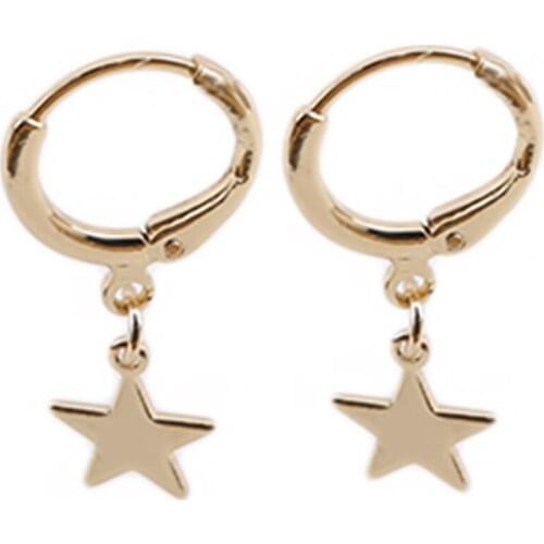 New Women Simple Earrings Fashion Star Pendant Earring Chic Bijoux Endless Circle Hoop Earrings Men Ear Jewelry
