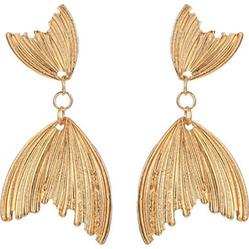 Charming Fishtail Drop Earrings Gold Color Alloy Metal Attractive Dangle Earrings for Women Bohemian Jewelry