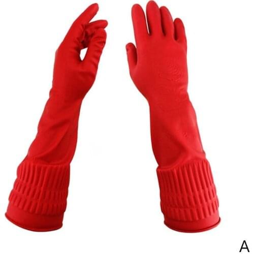 Kitchen Gloves Washing Dishes Cleaning Washing Red Sleeve Gloves Latex Long Gloves Waterproof Rubber Tool Y0Z4