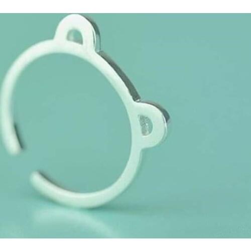 Season Gate 925 Sterling Silver Personality Cute Lovely Animal Little Bear Ears Adjustable Size Open Ring SR150