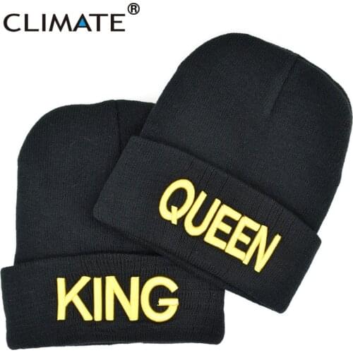 CLIMATE Queen King Hat Beanie Men Women Lover Winter Hat Couples Husband and Wife Warm Knitted Hat Hat for Couples Lovers