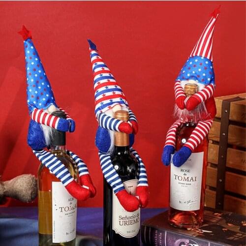 Cross-border American Independence Day Hat Dwarf Old Man Striped Five-pointed Bottle Cover Flag Faceless Doll