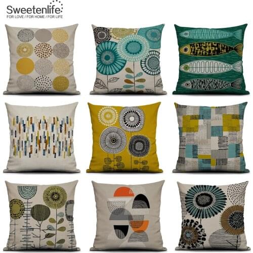 Sweetenlife lower Home Decoration Pillow Rustic Style Cushion Cover 50*50CM Sofa Cushions Floral Print Throw Pillow Case Cover