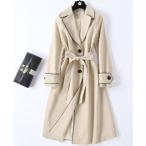 2021 New Spring Autumn Trench Coat Women Fashion Single-breasted High quality Coats Casual Long Windbreaker Outerwear X904