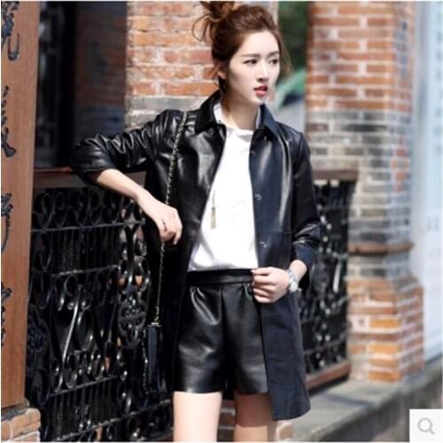 Top brand Spring and New Autumn Women Three Quarter Sleeve Sheepskin Trench high quality