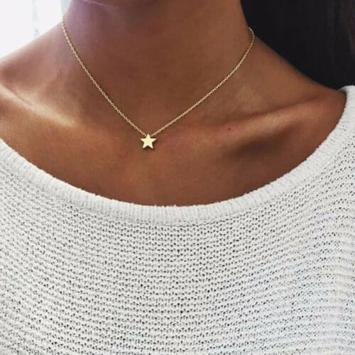 2019 New Gold Tiny Necklace For Women Star Choker Pendant Necklace Gift Ethnic Bohemian Choker Necklace chain Girl