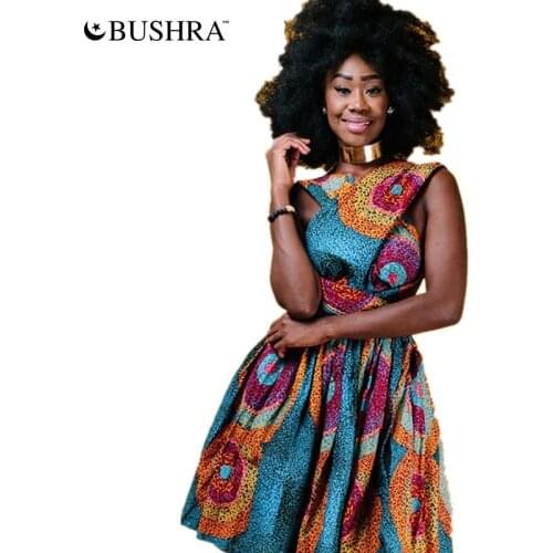 BUSHRA Printed Vestidos Women African Clothing Dashiki Ankara Multiple Wear Bandage Dress Elegant Party Robe Femme 2021 Summer