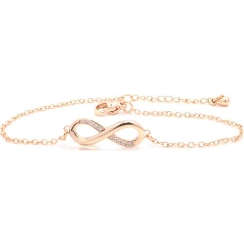 1PCS Fashion Infinite Loop 8 Word Bracelet Female Rose Gold Simple Temperament Inlaid Rhinestone Lucky Bracelet Jewelry