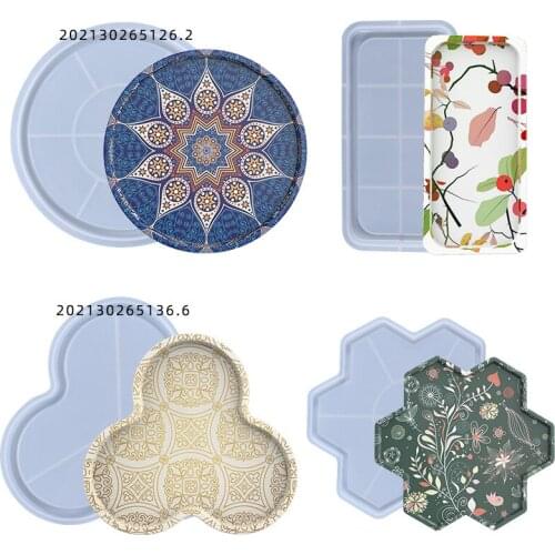 1PCS Coaster Crystal Epoxy Mold For Handmade DIY Round Rectangle Tray Home Decorations Table Ornaments Crafts Making Tools