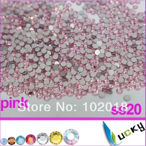1440pcs ss20 pink / lt rose color flat back nail crystal rhinestones
