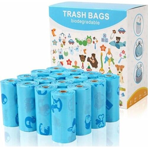 16 Rolls/box Dog Poop Bag Biodegradable Disposable Cat Poop Garbage Bag Pet Environmental Protection Bag Pet Cleaning Supplies