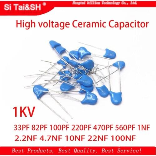 20pcs High voltage Ceramic Capacitor 1KV 33PF 82PF 100PF 220PF 470PF 560PF 1NF 2.2NF 4.7NF 10NF 22NF 100NF 471 222 223 471 103