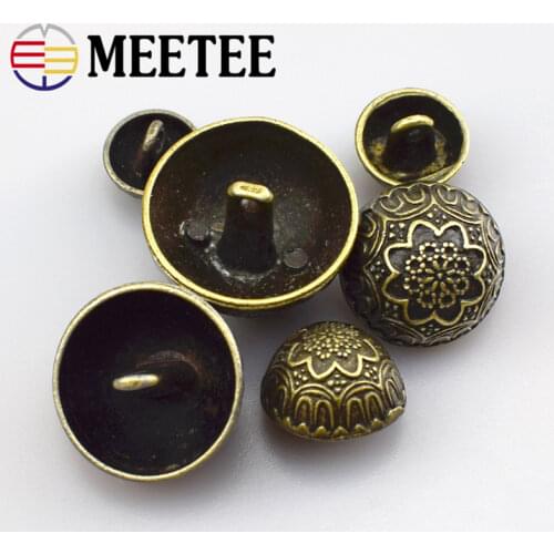 20pcs Meetee 11-23mm Metal Bronze Carved Retro Buttons Mushroom for Shirt Jacket Coat Sewing Clothing Scrapbook Accessories D2-6