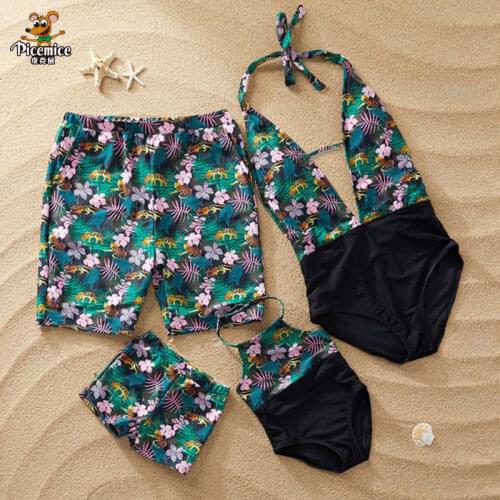 2020 Family Matching Swimsuit Mother Daughter Swimwear Mommy And Me Clothes Floral Mom Daughter Father Son Bathing Suit