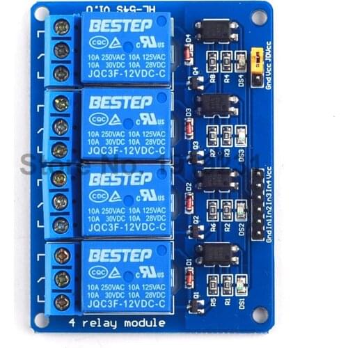 12V 4 Channel Relay Module Low Level Trigger with Optocoupler Relay Output 4 way Relay Module for Arduino