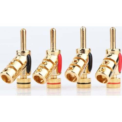 4pcs hifi audio gold plated lock speaker cable plug hi-end banana connector plug