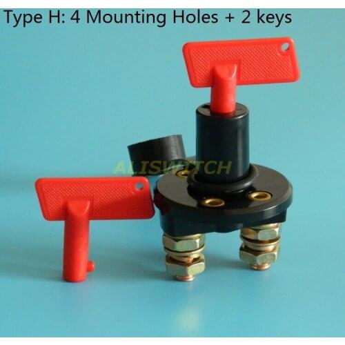 5X Free Shipping 12v ~ 24v Battery Isolator Cutoff Cut Off Power Kill Disconnect Switch With Key Waterproof Cover 10MM Screw