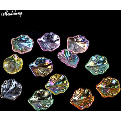 Acrylic transparent Leaf Flower Beads for DIY Jewelry Making blade hanging hole colourful hair hairpin Earring accessory