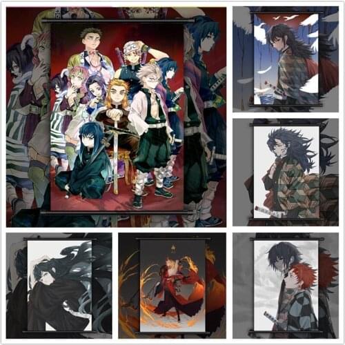 Diamond Painting Anime Full Square Diamond Embroidery Kimetsu No Yaiba Tomioka Giyuu Rengoku Mosaic Cross Stitch Kits Home Decor