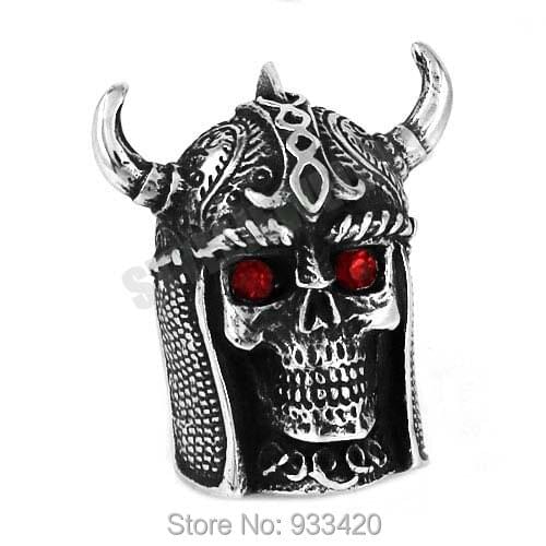 Free shipping! Roman Soldier Skull Biker Ring Red Eyes Stainless Steel Jewelry Vintage Motor Biker Men Ring Wholesale SWR0455