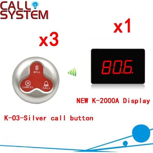 Wireless Calling Service Call Button Pager System Ycall Waiter Pager Restaurant Button Service Customer(1 display+3 call button)