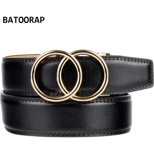 BATOORAP Brand Mens Designer Belts Fashion Gold Metal Buckle Trouser Strap Belt Genuine Leather Black Cowboy Ratchet Belt BAR368