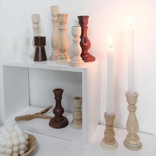 Wood Candle Holder For Wedding Decorations Candlestick Rustic Candelabros Vintage Candle Stand Candle Holders Modern