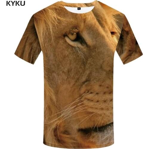 KYKU Lion T shirt Africa 3d T-shirt Animal Clothes Funny Tshirt Mens Clothing Print Shirts Men Rock Tops Tees Cool XS-8XL