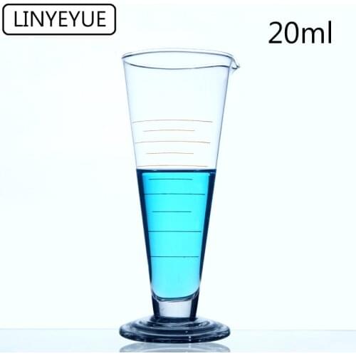 LINYEYUE 20mL Graduate Conical Glass Measuring Cup Measuring Glass Triangle Beaker Laboratory Cylinder Chemistry Equipment