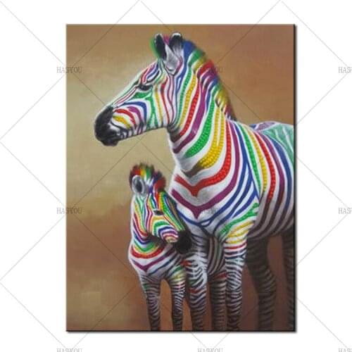 HASYOU 1PCS No frame modern wall art picture for living room home decor abstract Zebras cartoon animal oil painting on canvas