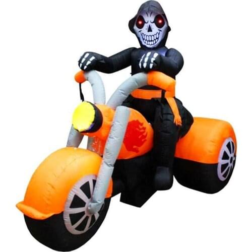 Halloween inflatable skeleton ghost riding motorcycle outdoor patio inflatable motorcycle decoration