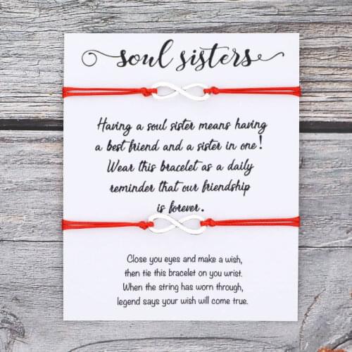Set of 2 Infinite Wish Bracelet Soul Sisters Best Friends Friendship Couples Bracelets Infinite Love Matching Bracelet BFF Gifts