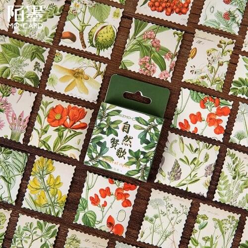 NEW 10 Boxes Decorative Green Leaves Plant Adhesive Mo.Card Flake Stickers DIY Scrapbooking Bullet Journal Cute Stationery