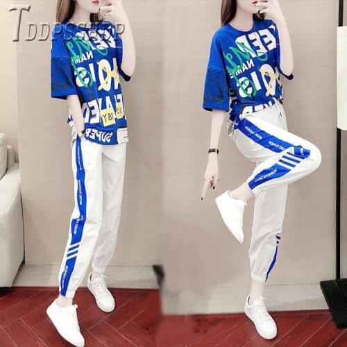 2019 Summer New Women Sets Short Sleeve T Shirt And Pants Female Sets
