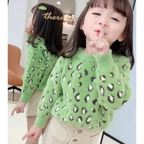 Autumn 2-12Y Kids Baby Girls Sweaters Spring Warm Thick Soft Knited Solid Long Sleeve Tops Sweater Outwears HPY118