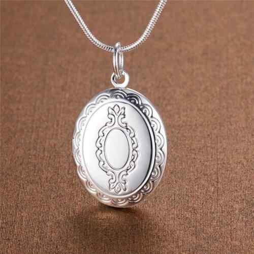 925 Sterling Silver classic charm Retro Photo frame Pendant Necklace for women Holiday gifts Fashion party wedding fine Jewelry