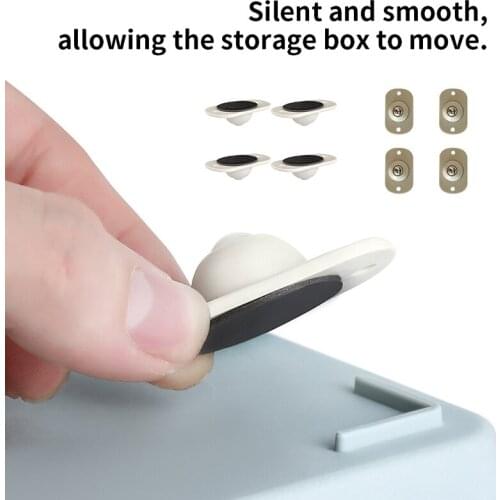 Paste Type Universal Pulley 4Pcs Adhesive Pulley Storage Box Pulley Can