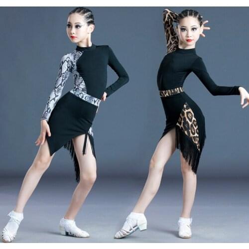 New Children Latin Dance Dress Girls Tassels Professional Exercise Clothing Performance Standard Competition Costume Autumn
