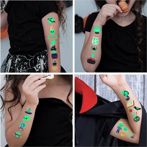 Halloween Luminous Tattoo Sticker Waterproof And Long-lasting Fluorescent Green Children Kids Party Halloween Decoration