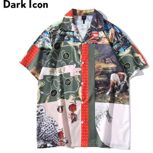 Dark Icon Graffiti Floral Mens Shirt Men Vintage Street Mens Polo Shirt Summer Light Weight Thin Material Beach Holiday Shirts