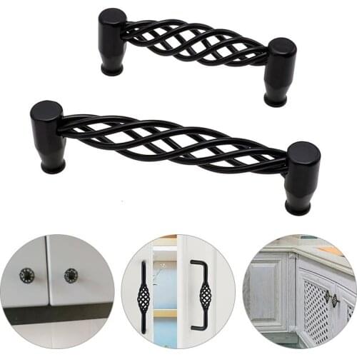 Vintage Antique Bronze Cabinet Handles Hollow Out Birdcage Handles Drawer Knobs Wardrobe Door Pulls Single Cupboard Dresser