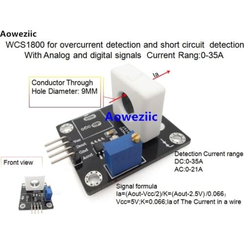 WCS1800 for overcurrent detection and short circuit detection With Analog and digital signals Current Rang:0-35A 0.066V/1A