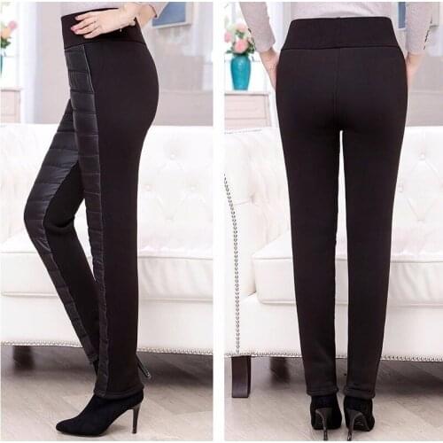 Winter Warm Women Down Cotton Pants Plus Size Trousers Thicken Slim Thermal Female Warm Trousers High Waist Pencil Pants X588
