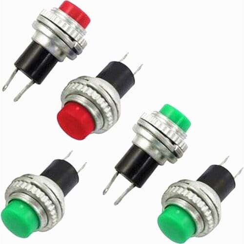 10pcs White Red Green Blue Black Yellow Panel mount 10mm Momentary OFF-(ON) Push button Switch Upper Screw Thread