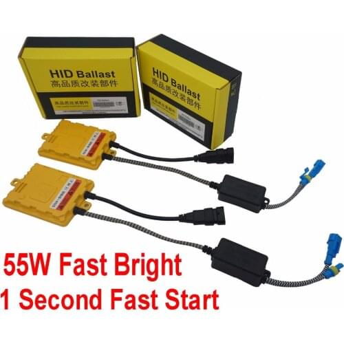 2PCS 12V 55W Fast Start & Bright HID Xenon Replacement Spare Super Slim Ballasts 1 Second Start Genuine AC Fit All Bulb Most Car