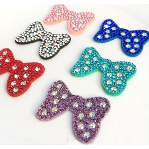 20pcs Cute Bow AB Rhinestone Diamond Applique Patch for Clothing Dress Diy Patches Beaded Sweater Bowknot Parches