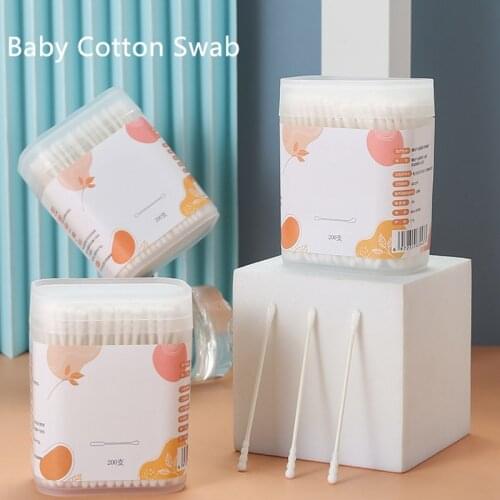 200PCS Organic Baby Cotton Swabs Paper Sticks Cotton Buds for Baby Ear Nose Clean Ultra Safe Hypo-allergenic Biodegradable
