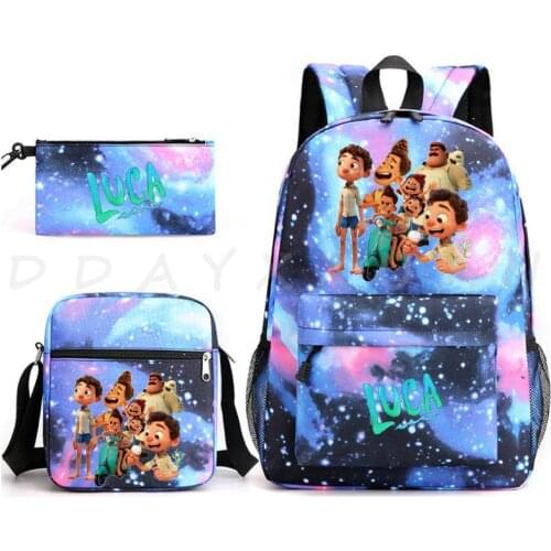 3pcs Cartoon Anime Luca Backpack School Bag for Girls Boys Plecak Women Men Children Teens Laptop Travel Rucksack Knapsack