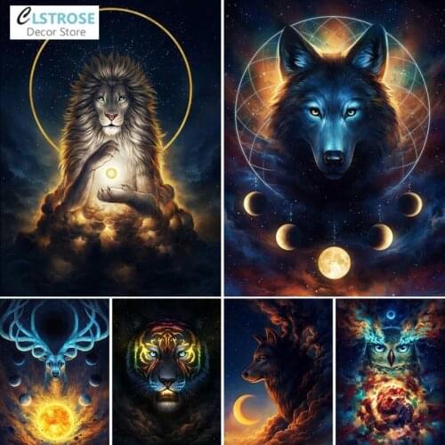 5D Diy Diamond Painting Fantasy Animal Wolf Lion Full Square Diamond Cross Stitch Kit Mosaic Acrylic Embroidery Handmade Product
