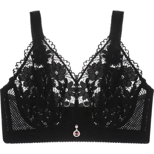 Plus Size Push Up Bra Womens Underwear Bralette Ultrathin Brassiere Summer Lingerie Women Bra Sexy Black Lace Womens Intimates